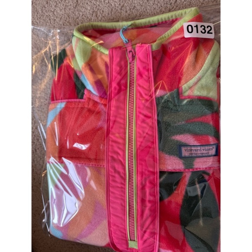 Vineyard‎ Vines SuperShep Fleece Quarter Zip Women's M Tropical Print Preppy - Picture 12 of 12
